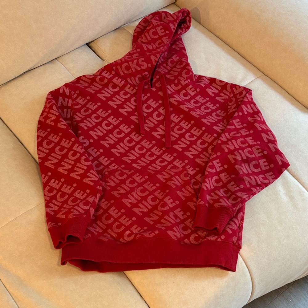 Kids Red Hoodie with 'Nice' Print